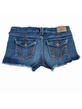 Hollister Cut-Off Shorts Womens Size 3 W26 Medium Wash Blue Low Rise Y2K